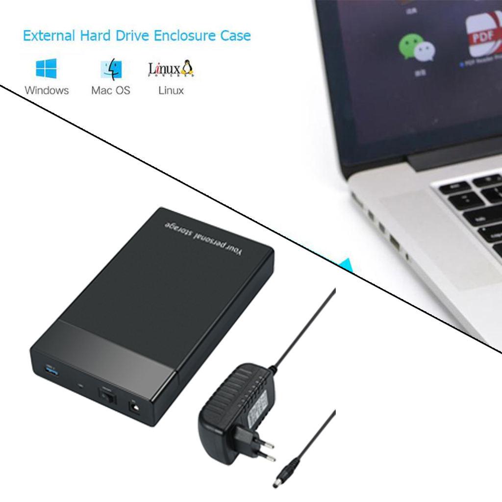 3.2/2.5 Inch Hard Drive Enclosure Adapter Case with Power Adapter for HDD EU