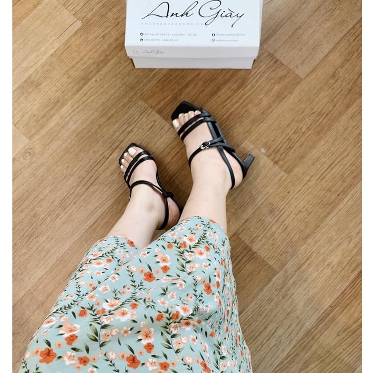 SD74 - Sandal dây mảnh 2 quai dây sườn gót dẹt 5p da lì cực xinh