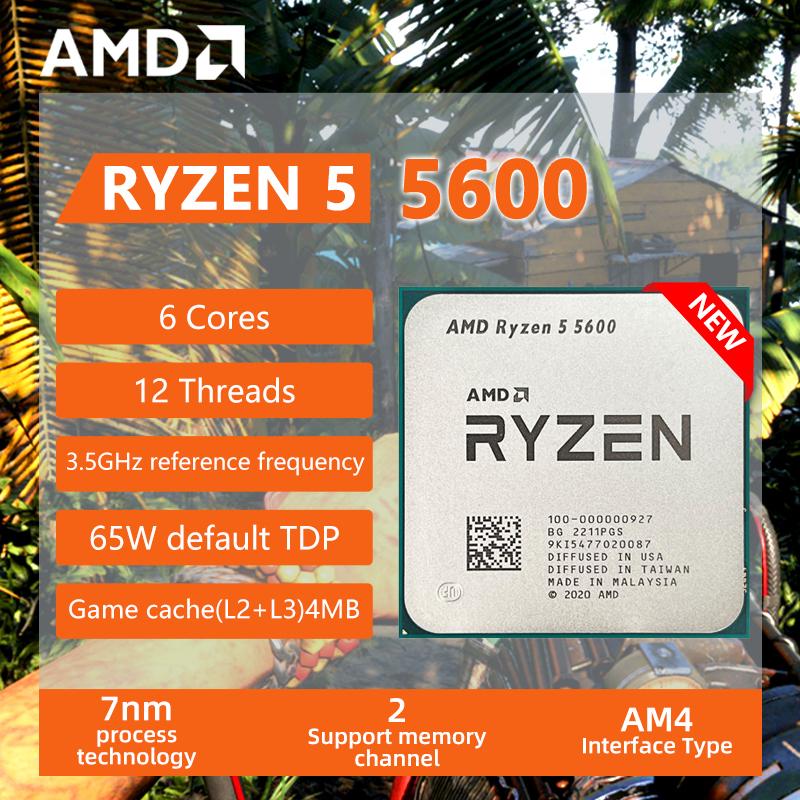 Mới AMD R5 5600 Ryzen 5 5600 3.5 GHz 6 Nhân 12 Luồng 7NM L3=32M 100-000000927 Ổ Cắm AM4