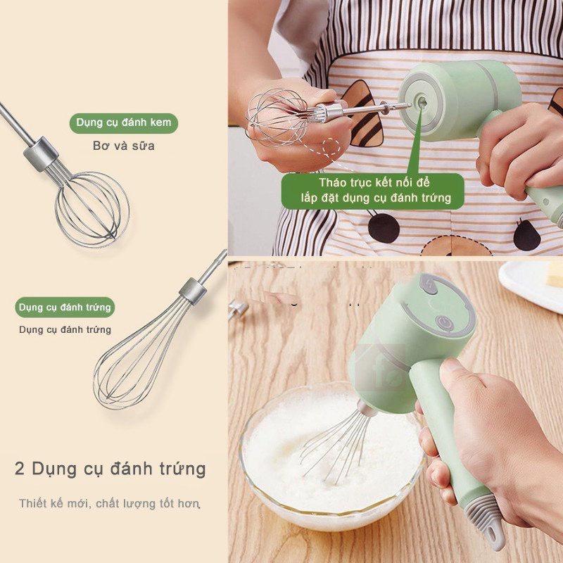 Máy Đánh Trứng Cầm Tay 3 trong 1 đa năng pin sạc nghiền thịt tỏi ớt hạt tiêu đánh sữa cafe mini không dây MDT02