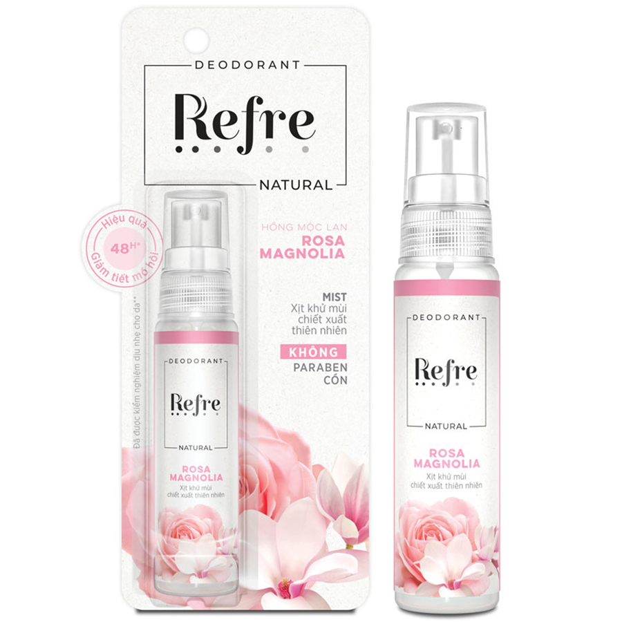 Hình ảnh Xịt khử mùi chiết xuất thiên nhiên Refre Natural Rosa Magnolia Hồng Mộc Lan 30ml