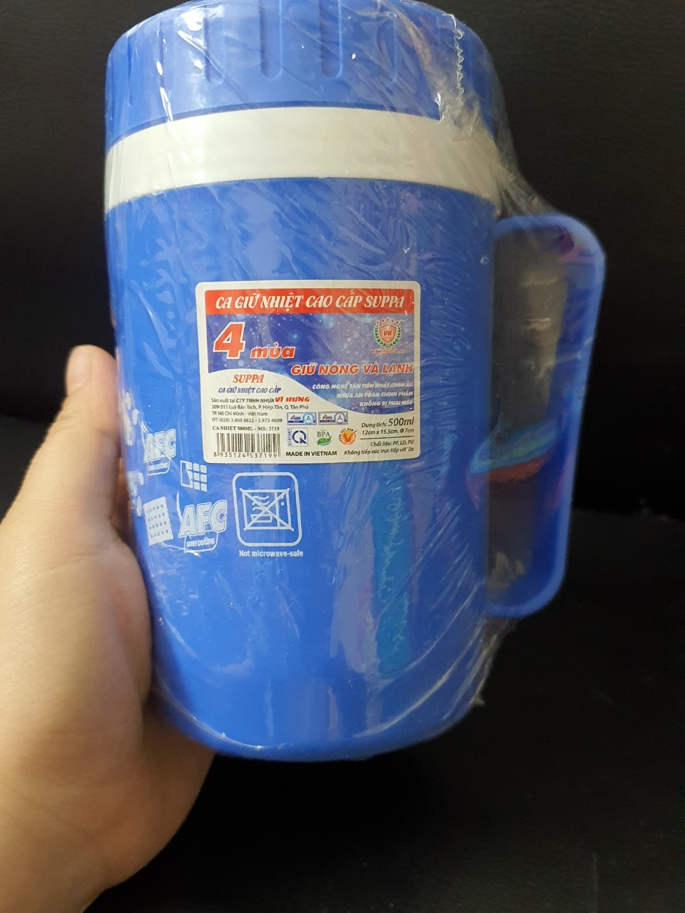 Ca giữ nhiệt, ca ủ cháo giữ nóng hoặc lạnh dung tích 500ml màu xanh dương