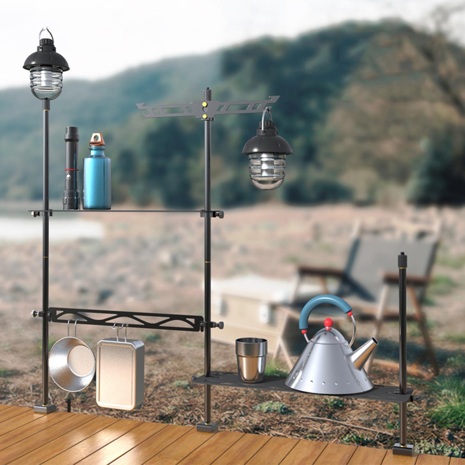 Portable Camping Lantern Stand  Cookware Hanging Rack for Outdoor