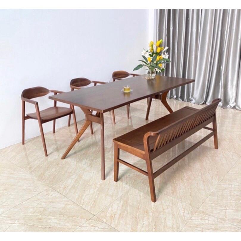 Bộ bàn ăn Óc chó 1m8