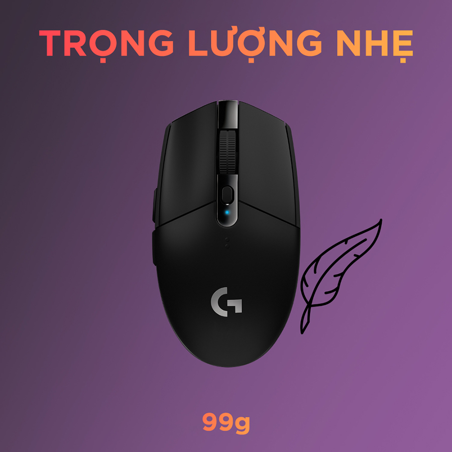 Chuột game không dây Lightspeed Logitech G304 - Cảm biến Hero, 12k DPI, nhẹ, 6 nút lập trình, on-board memory, pin 250h - Hàng chính hãng