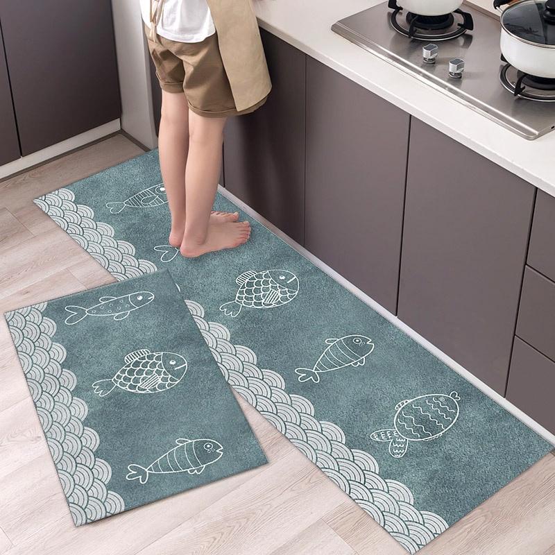 Thảm bếp cao cấp chữ L 2 chi tiết 40x120cm và 40x60 cm mẫu đẹp được chọn mẫu