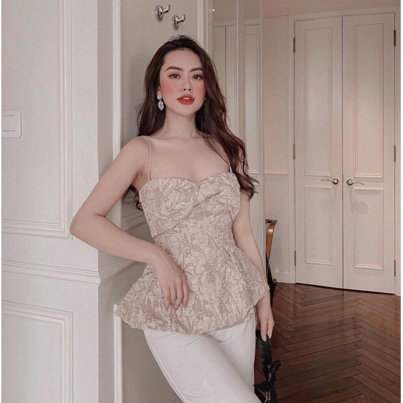 Áo peplum 2 dây nơ to xoắn ngực có 3 màu có size