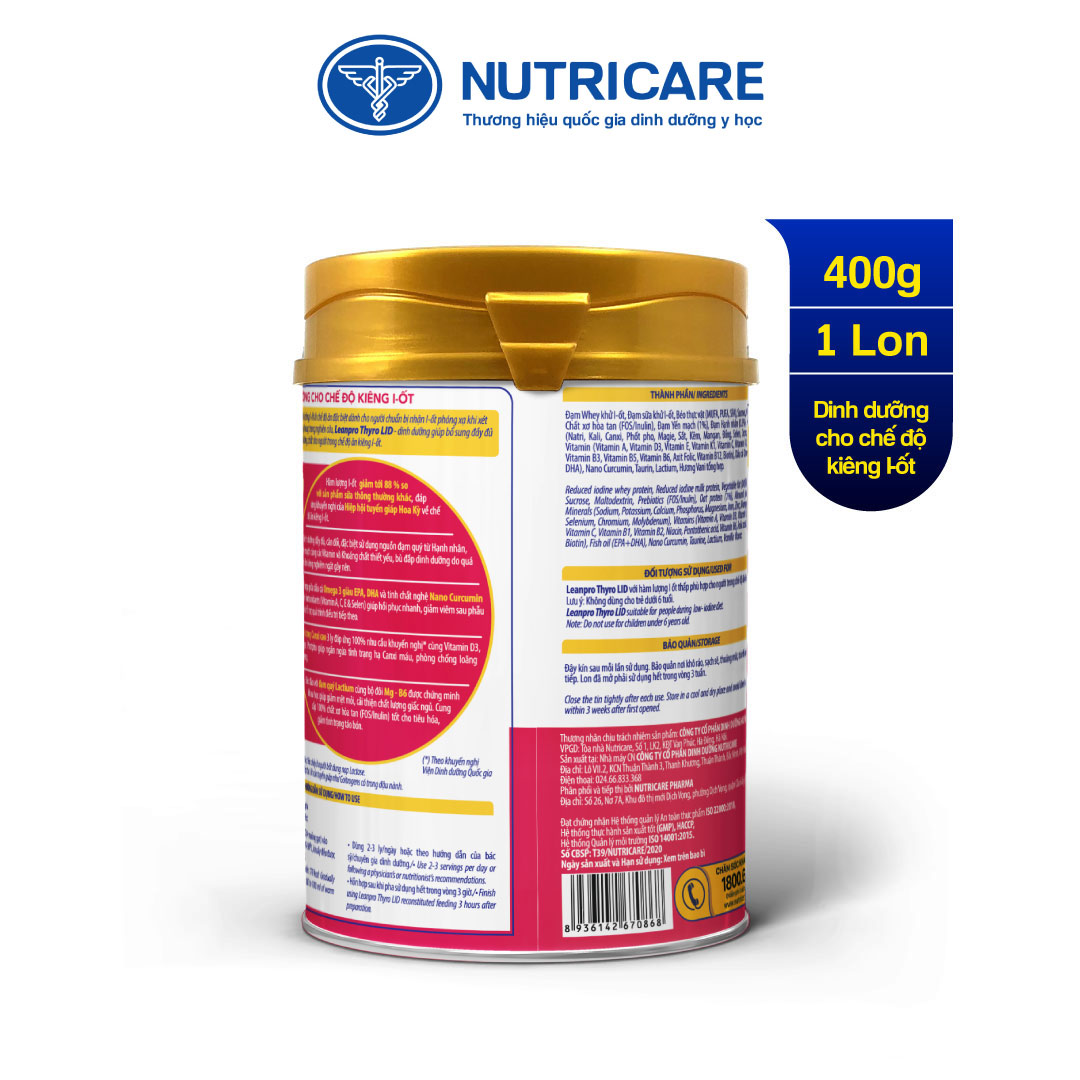 01 lon sữa Leanpro Thyro LID 400g - Sữa dành cho bệnh nhân kiêng I-ốt, cường tuyến giáp