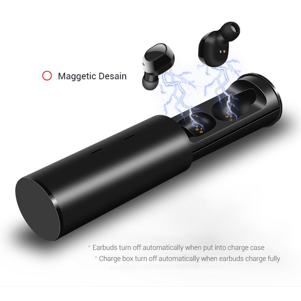 Dual Bluetooth 5.0 HiFi Sports Headset with Charging Case Black