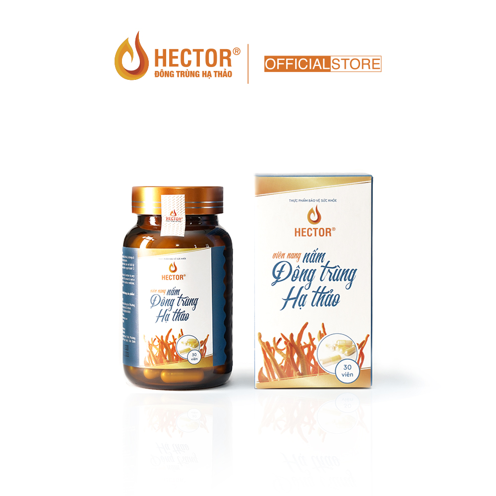 Hector Đông Trùng Hạ Thảo Viên Nang 100% Chính Hãng Tăng Cường Sức Khỏe, Tăng Sức Đề Kháng, Hỗ Trợ Tiểu Đường, Cao Huyết Áp, Mất Ngủ Hộp 30 Viên