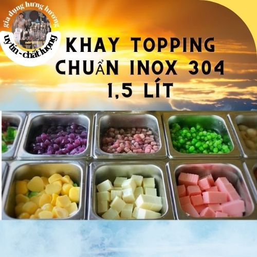 khay thạch topping inox có nắp Bền, Đẹp, Sang