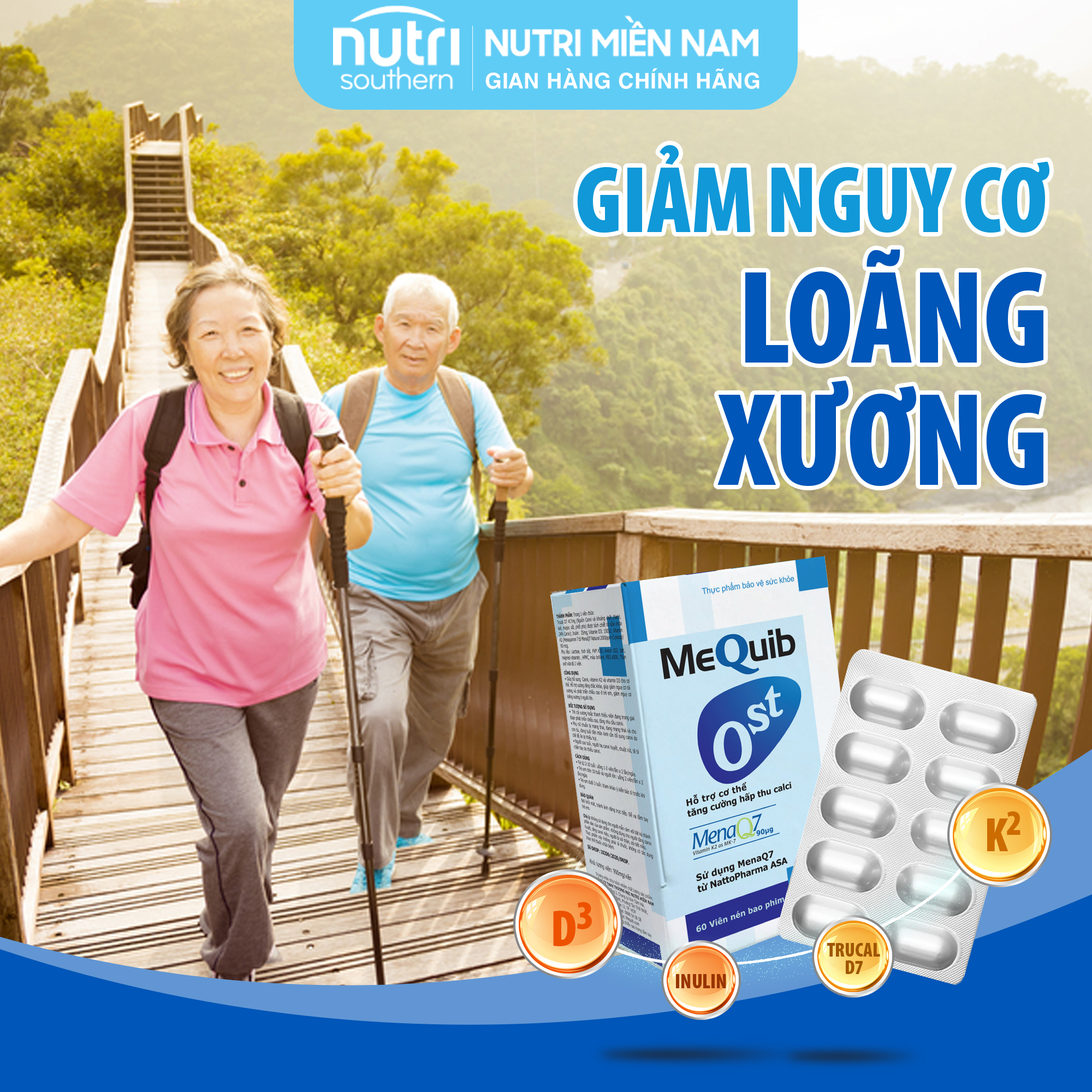 Vitamin D3 K2 MK7 MenaQ7 Và Canxi MEQUIB OST - Hỗ Trợ Tăng Cường Hấp Thu Canxi, Tăng Trưởng Chiều Cao và Phòng chống loãng xương