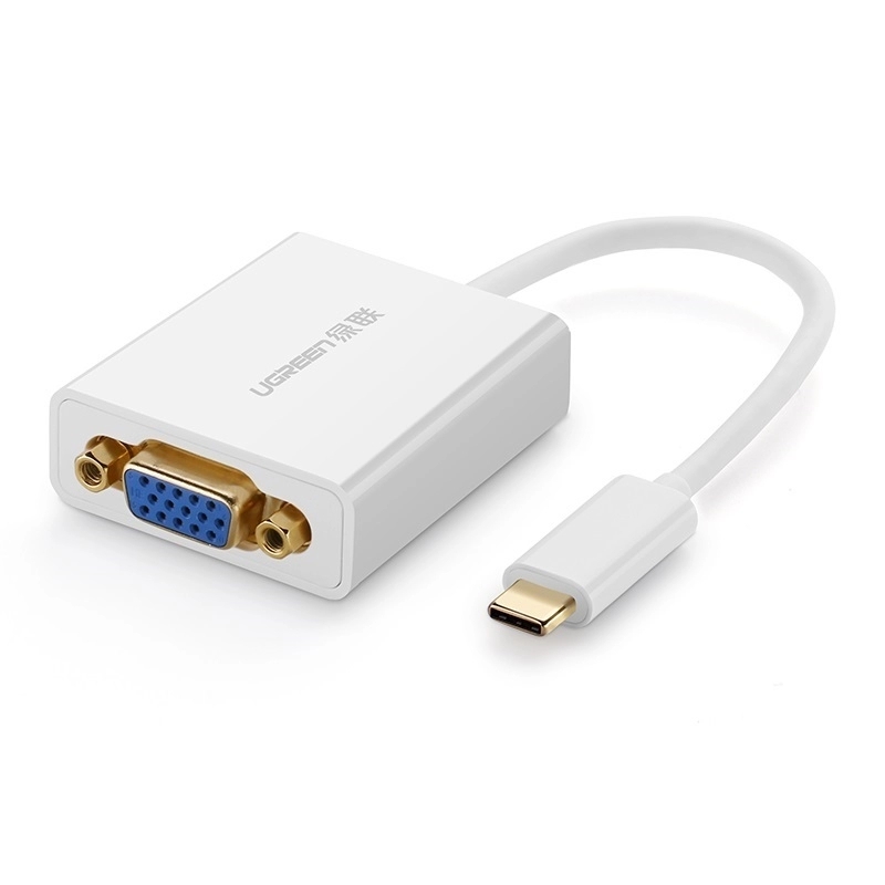 Cáp chuyển đổi USB-C Sang VGA âm cao cấp hỗ trợ full HD dài 15cm màu Trắng Ugreen TC40274 Hàng chính hãng.