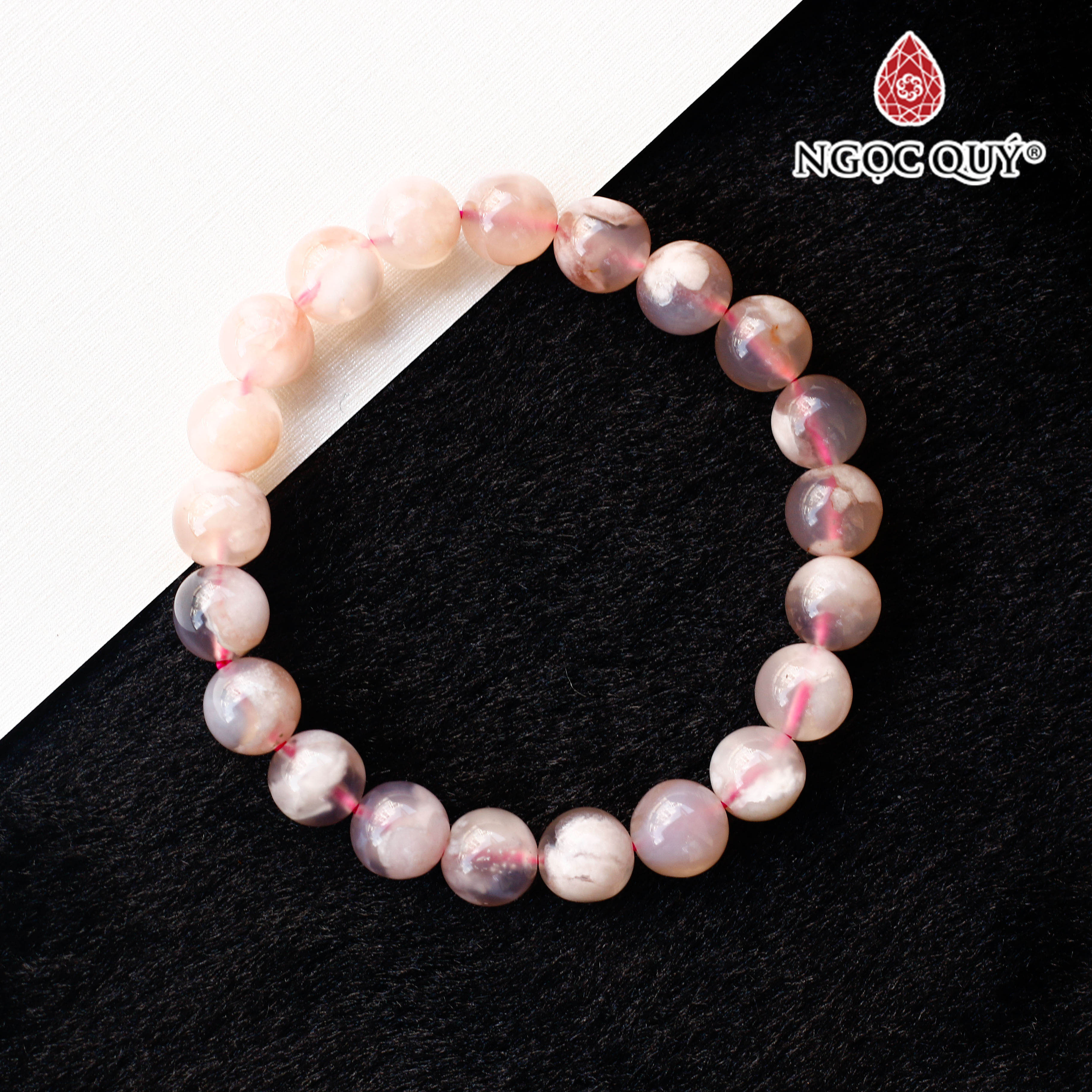 Vòng mã não hoa anh đào 8mm - Ngọc Quý Gemstones