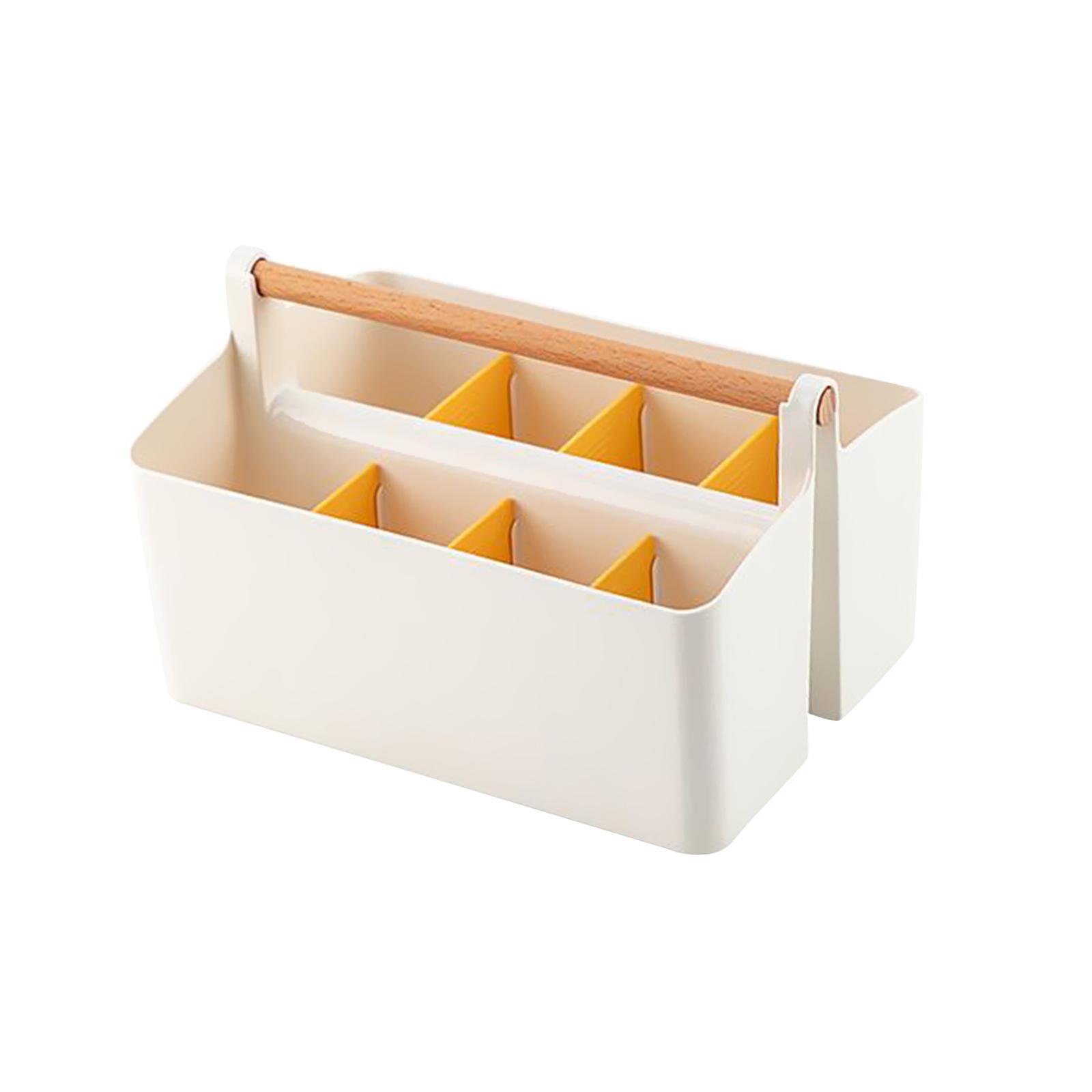 Tabletop Storage Box Organizer Caddy Holder Yellow