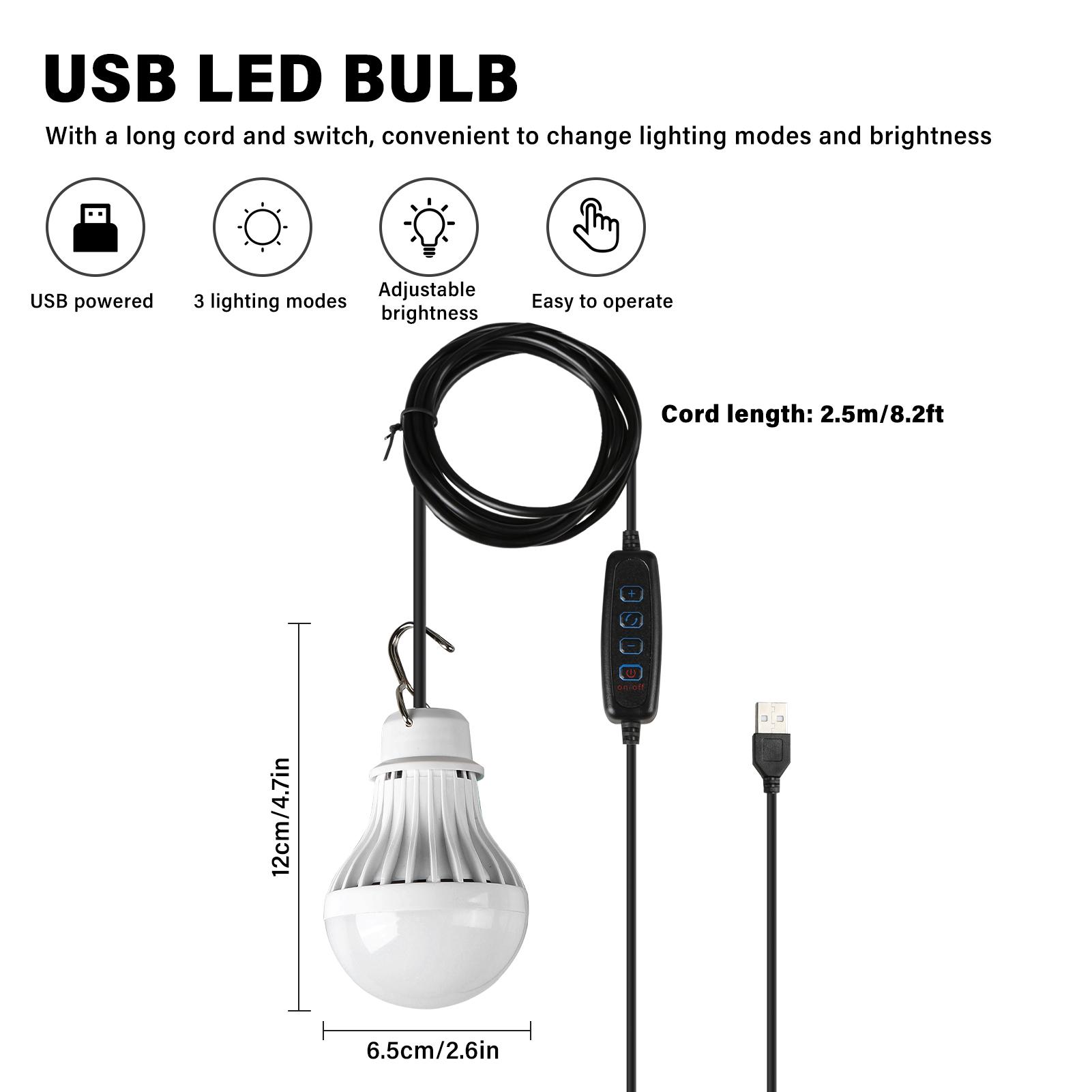Đèn LED USB ngoài trời Ánh sáng ấm / trắng / trắng ấm có thể điều chỉnh độ sáng có móc treo đi bộ, đi cắm trại