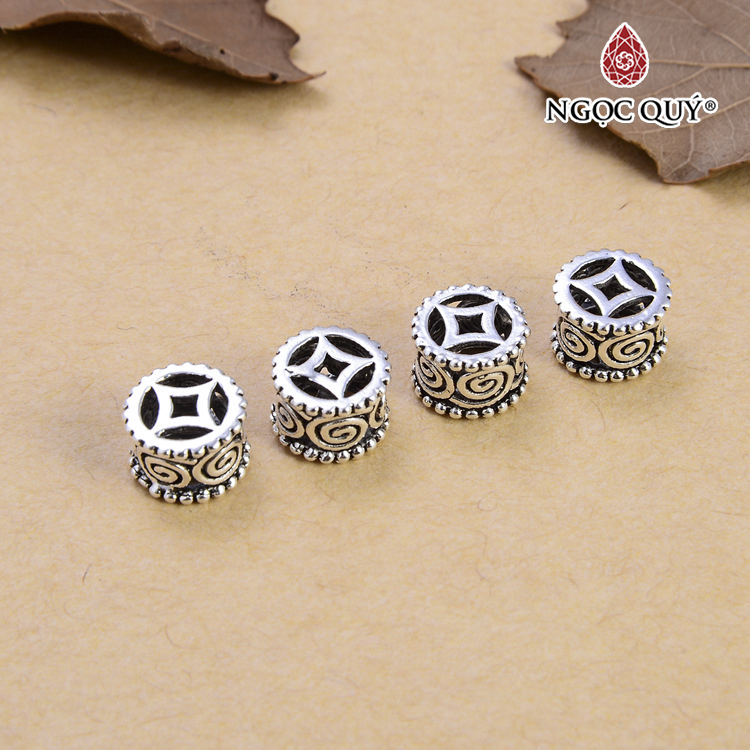 Charm bạc chặn hạt đồng tiền hoa văn xoắn ốc - Ngọc Quý Gemstones