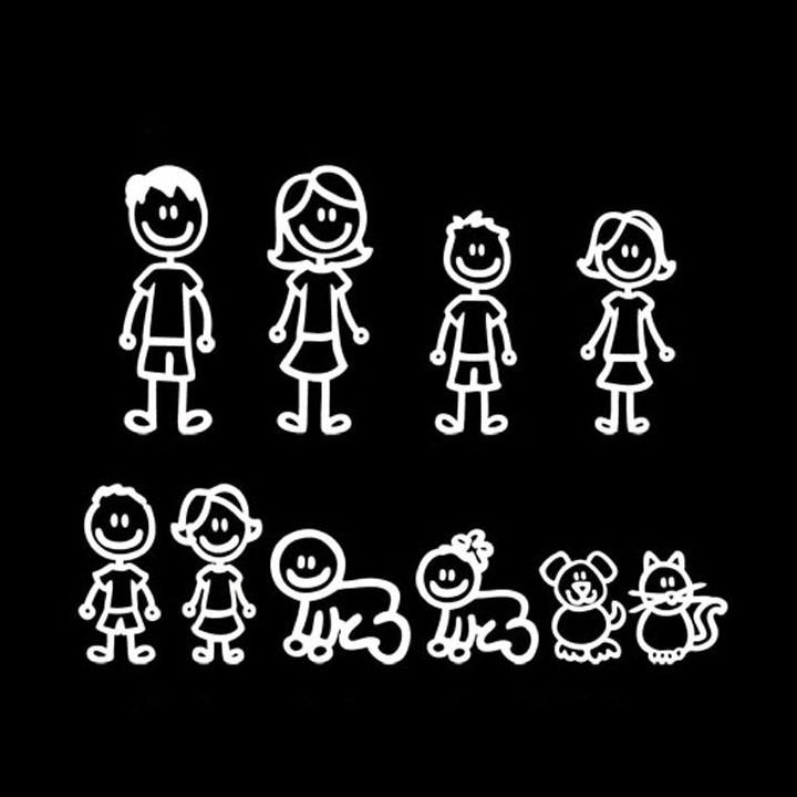 Bộ Tem 3D Funny Family Members Dán Trang Trí Xe - Hot