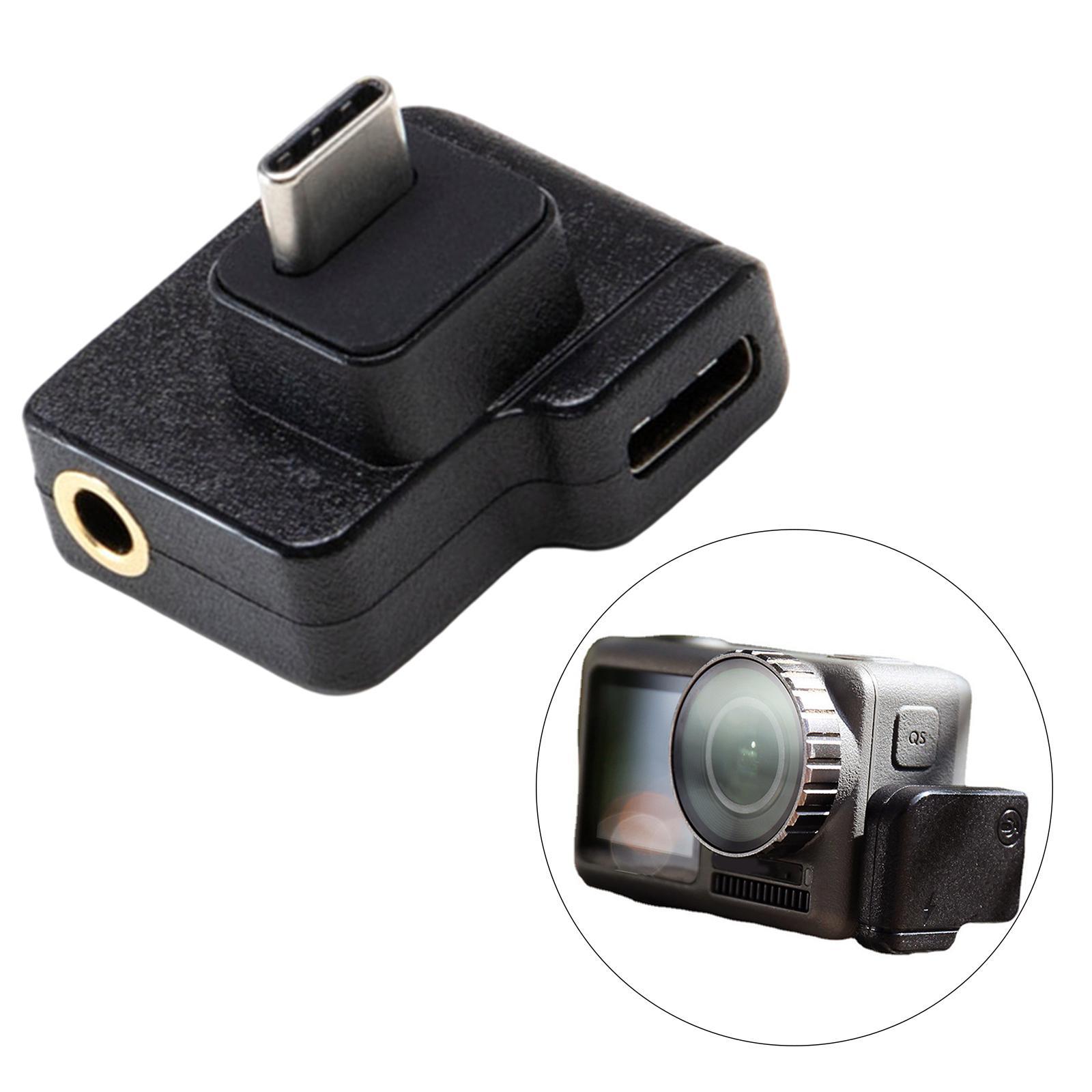 Mic Adapter Microphone 3.5mm/USB-C Adapter for Action Camera TRS Plug