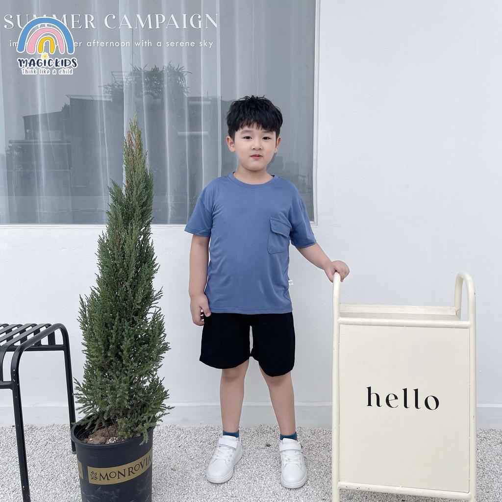 Quần đùi kaki ngắn trẻ em thiết kế túi ốp cho bé đi học đi chơi Quần áo trẻ em Magickids QĐ22008