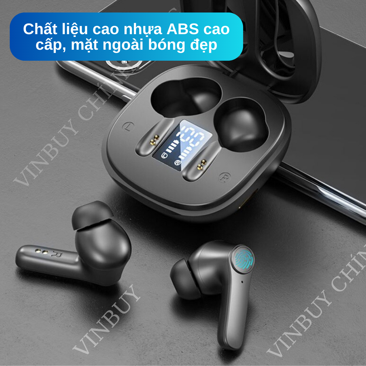 Tai Nghe Bluetooth Không Dây Chống Ồn Cao Cấp V5.0 Chính Hãng Dùng Cho Iphone Samsung OPPO VIVO HUAWEI XIAOMI, Tai Nghe Không Dây - Hàng Chính Hãng VINBUY