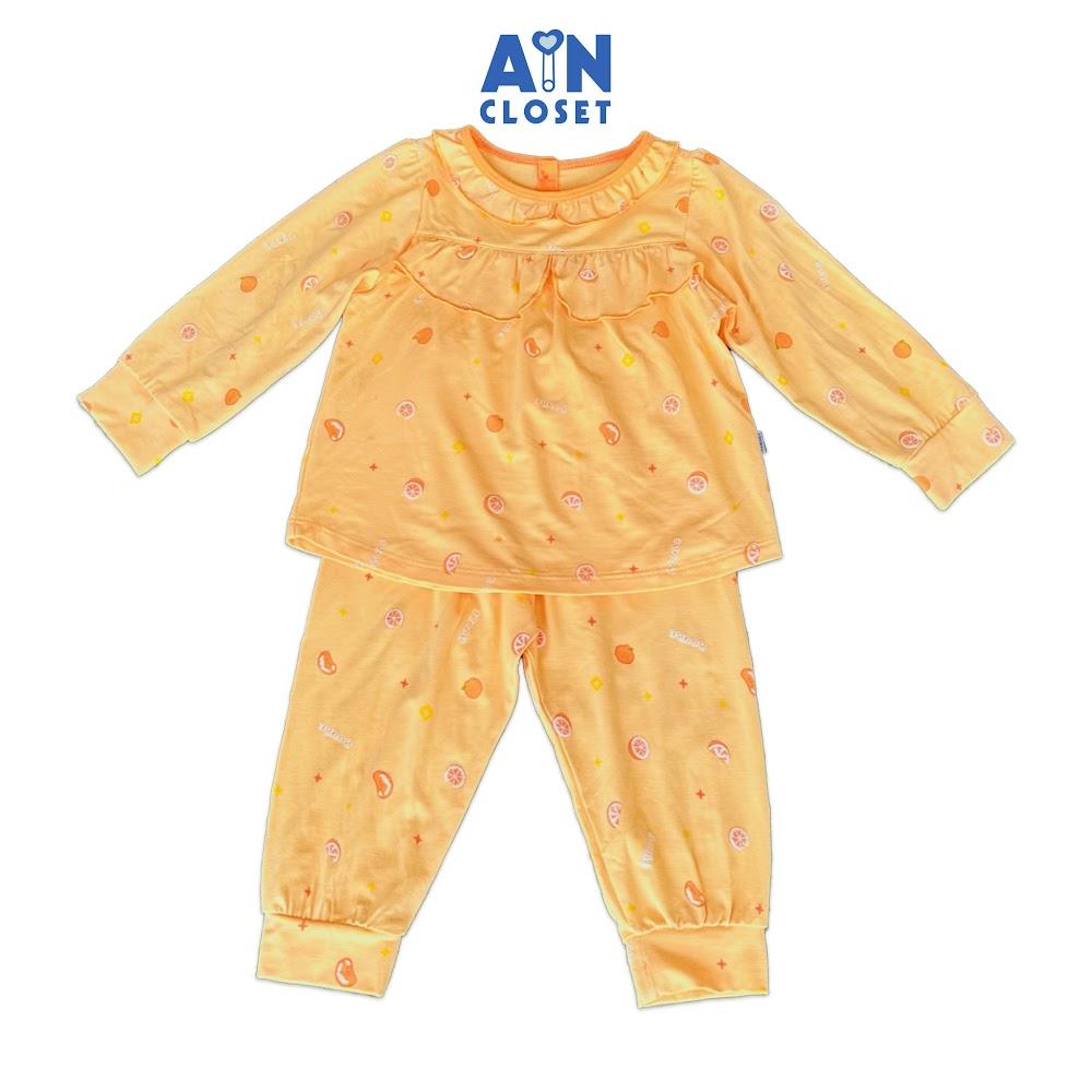 Bộ quần áo Dài bé gái họa tiết Quả Cam Thun lụa - AICDBG6JAG25 - AIN Closet