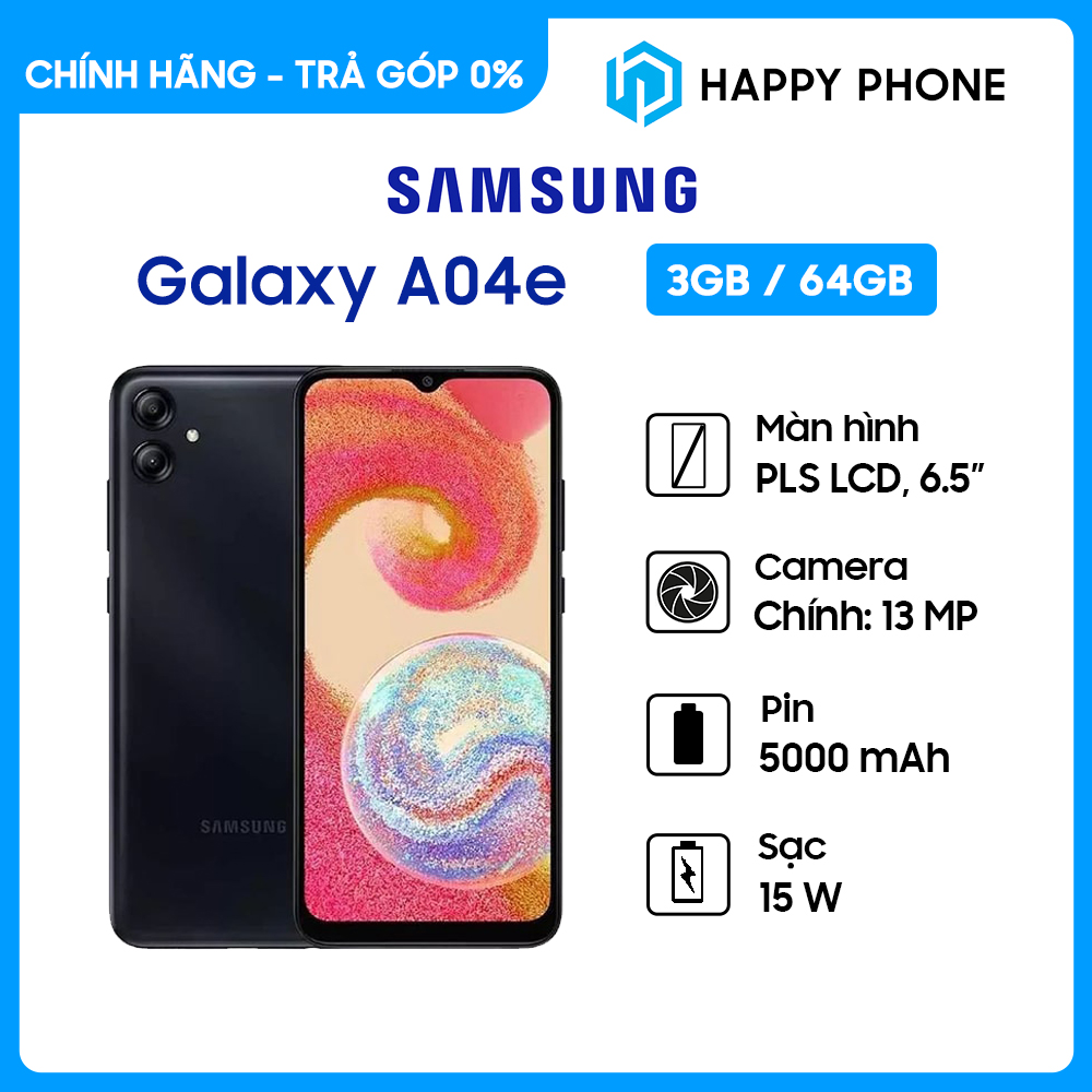 Điện Thoại Samsung Galaxy A04e (3GB/64GB) - Hàng Chính Hãng - Đã kích hoạt bảo hành điện tử