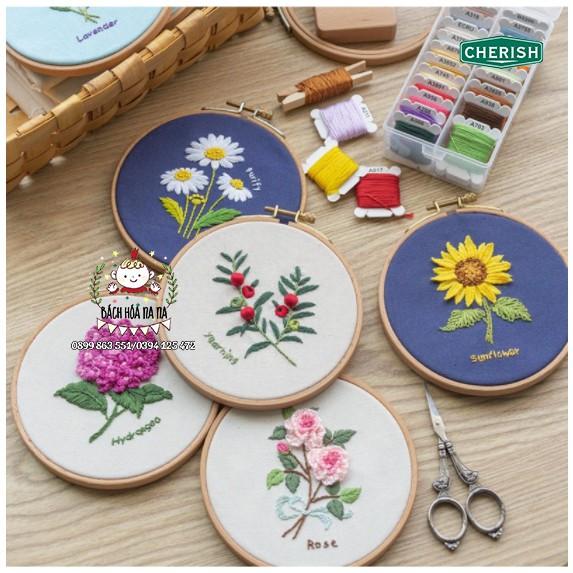 Bộ Kit tự làm trang trí Gói nguyên liệu DIY thêu nhành hoa Vintage Rose - Bách hóa Na Na Handmade Shop