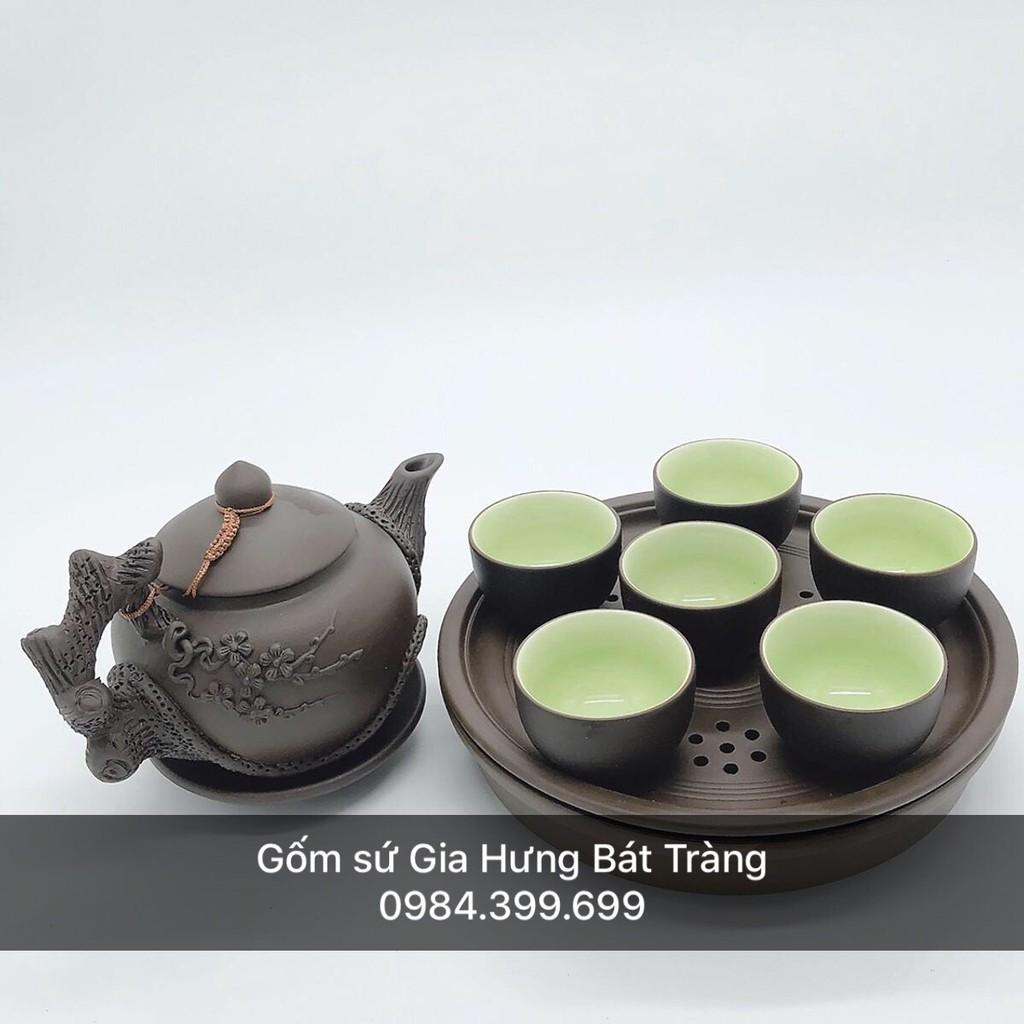 Bộ ấm chén gốm sứ Gia Hưng Bát Tràng
