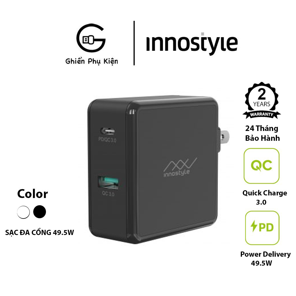 Sạc Innostyle PD 49.5W PD20/30W For iPhone/iPad/Macbook - Hàng Chính Hãng