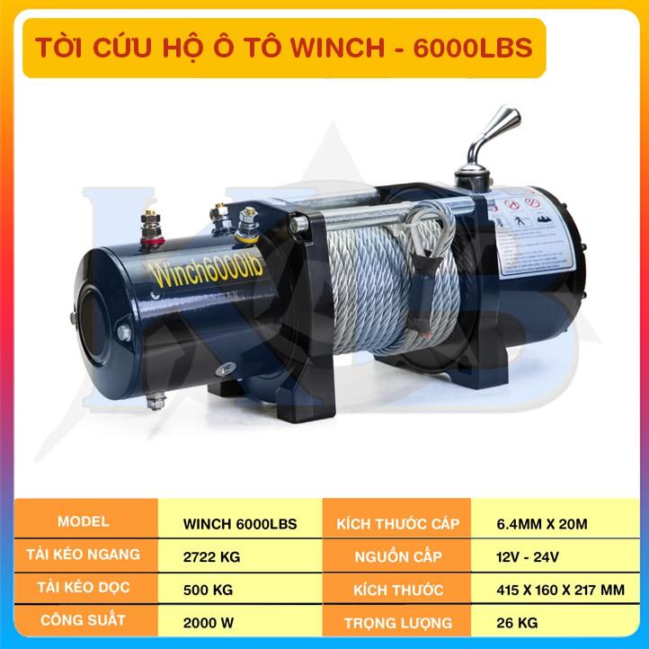 Tời kéo xe Winch 6000Lbs 2700kg/12-24V