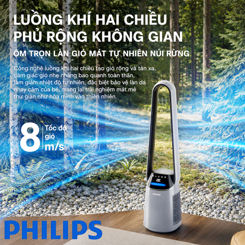 Philips ACR3244BF 2in1 Quạt Không Cánh + Máy Lọc Không Khí Sang Trọng Cho Gia Đình. HÀNG CHÍNH HÃNG