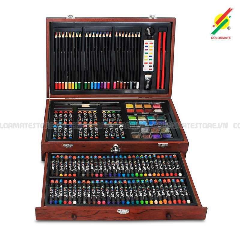 Bộ màu vẽ hộp gỗ 142 chi tiết, Art Set, Set Màu Vẽ Cho Bé, Quà Tặng Cho Bé - COLORAMATE