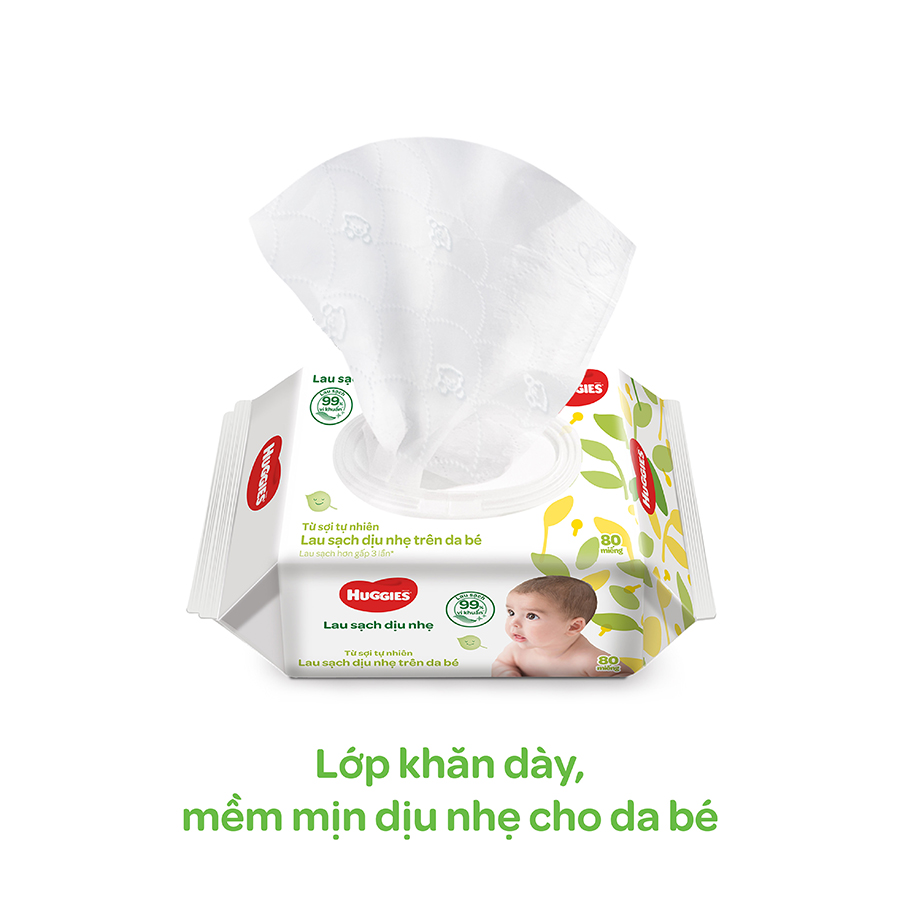 Combo 12 Khăn Ướt Dịu Nhẹ Cho Trẻ Sơ Sinh Huggies (80 Tờ/Gói)