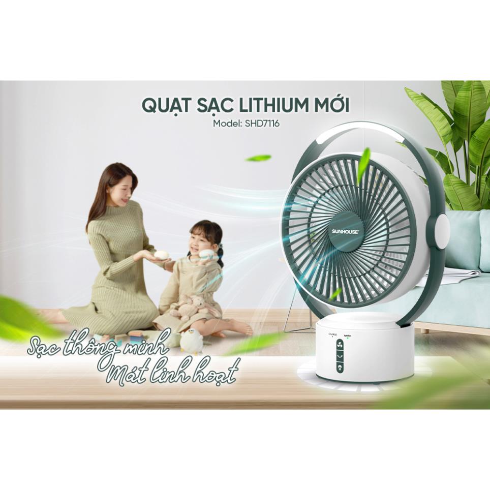 Quạt sạc tích điện Sunhouse SHD7116 - Hàng chính hãng