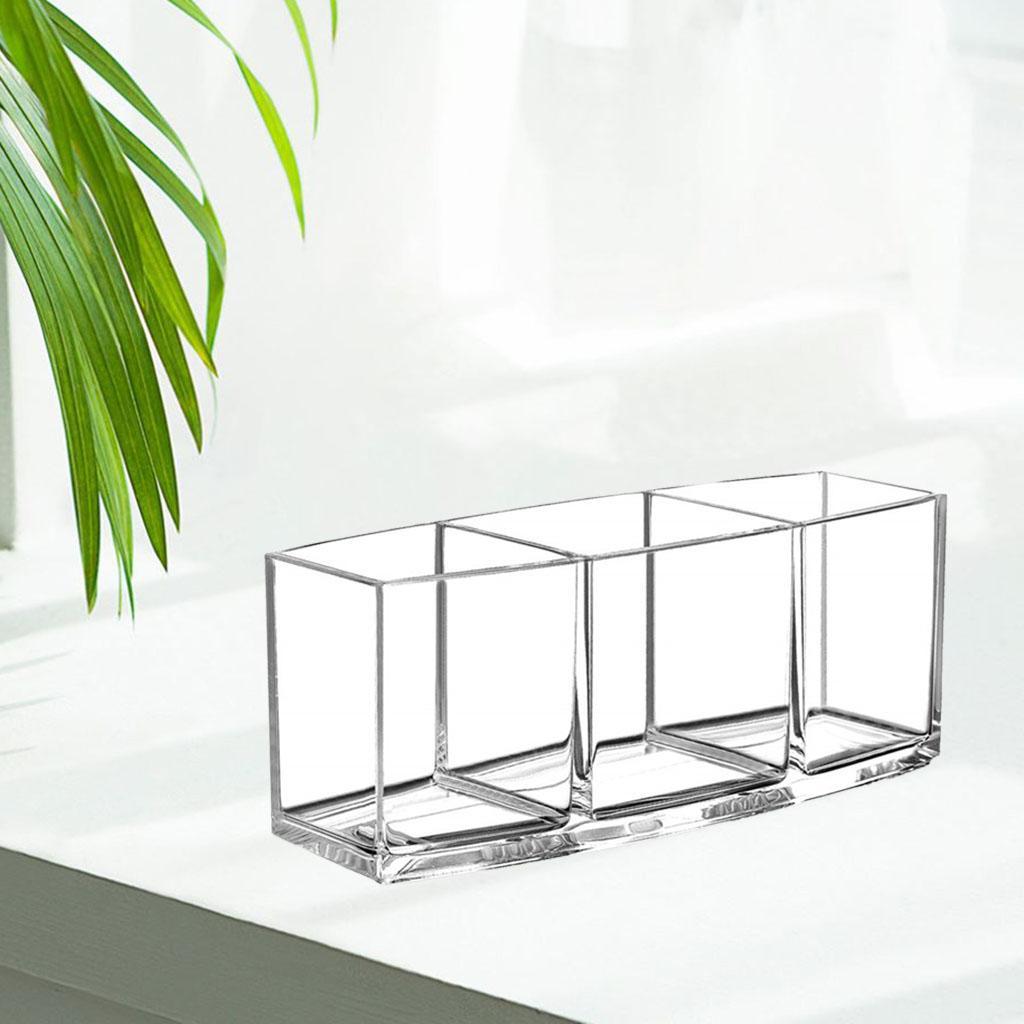 Clear Acrylic 3 Slot Holder Brush Makeup Cosmetic Organizer