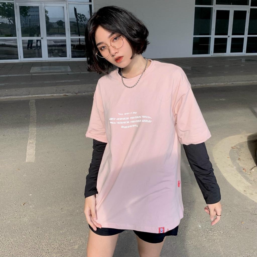 Hình ảnh Áo Thun Nam Nữ From Rộng Tay Lỡ - Ủn Ủn Meo Meo Chất Liệu Vải Thun Cotton 100% - Màu Hồng Pastel In Hoa Cúc