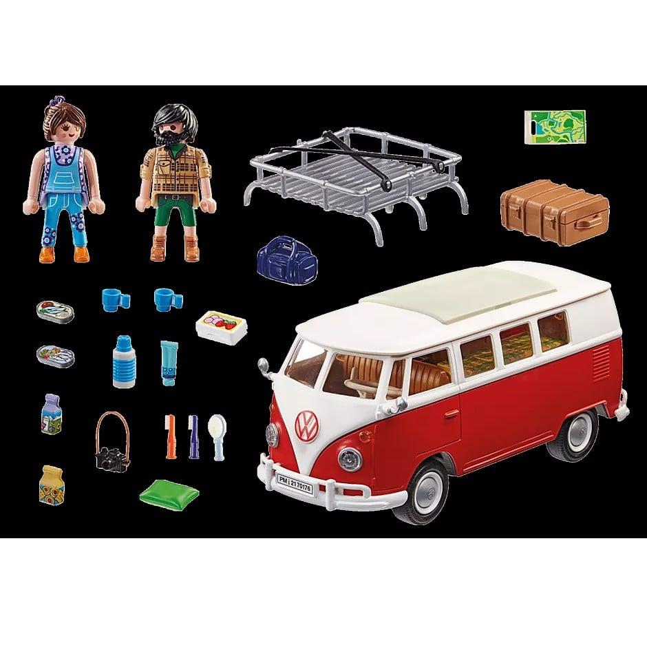 Đồ chơi mô hình Playmobil Xe buýt cắm trại Volkswagen T1 Camping Bus 1:17 kèm nhân vật 74 pcs