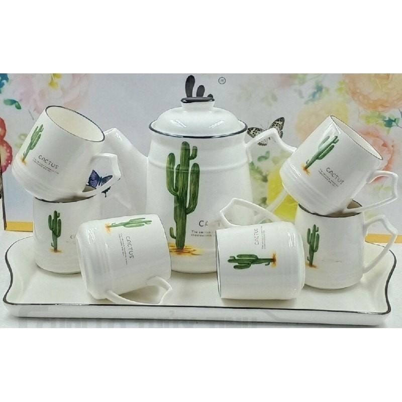 BỘ ẤM CHÉN SỨ CÂY NẤM KÈM KHAY BỘ ẤM CHÉN ĐƠN GIẢN, CỰC KÌ ẤN TƯỢNG,SANG TRỌNG