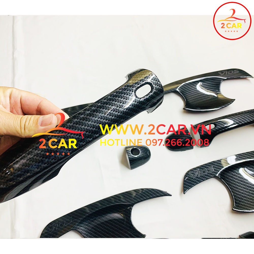 Ốp Tay nắm, Hõm Cửa carbon Xe Toyota Vios 2019- 2022 Mẫu Cacbon Hàng đẹp