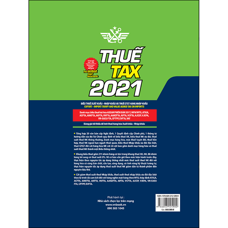 Thuế TAX 2021 - Biểu Thuế Xuất Khẩu - Nhập Khẩu Và Thuế GTGT Hàng Nhập Khẩu (Song Ngữ Anh - Việt)