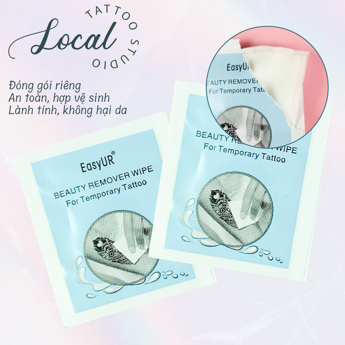 Bông Tẩy, Làm Sạch Hình Xăm Tạm Thời Local, Nhẹ Nhàng Lau Chùi 5g