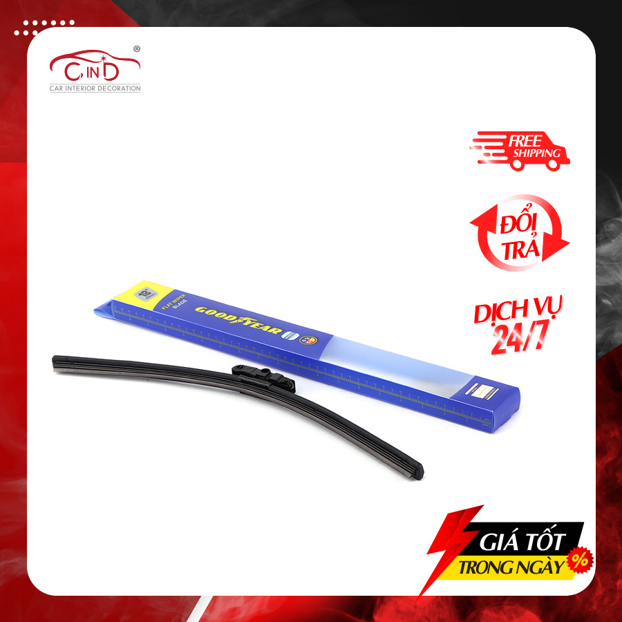 Gạt Mưa Không Xương GOODYEAR GY-5865 (18 Inch/450 mm) Chân Cài Đa Năng Lắp Được Nhiều Dòng Xe Đặc Biệt - Nhập Khẩu Chính Hãng