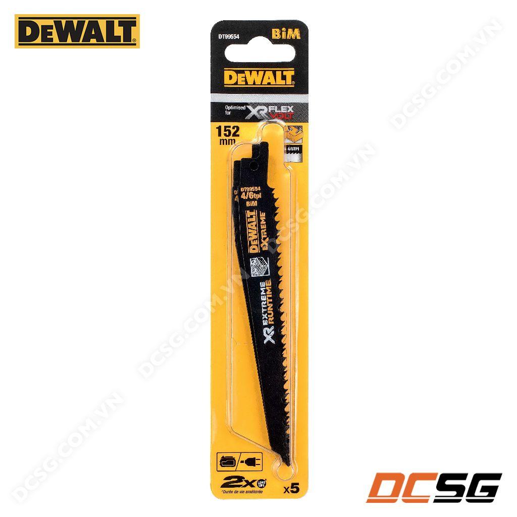 Bộ 05 lưỡi cưa kiếm cắt gỗ có đinh 4/6TPI DEWALT EXTREME | DCSG