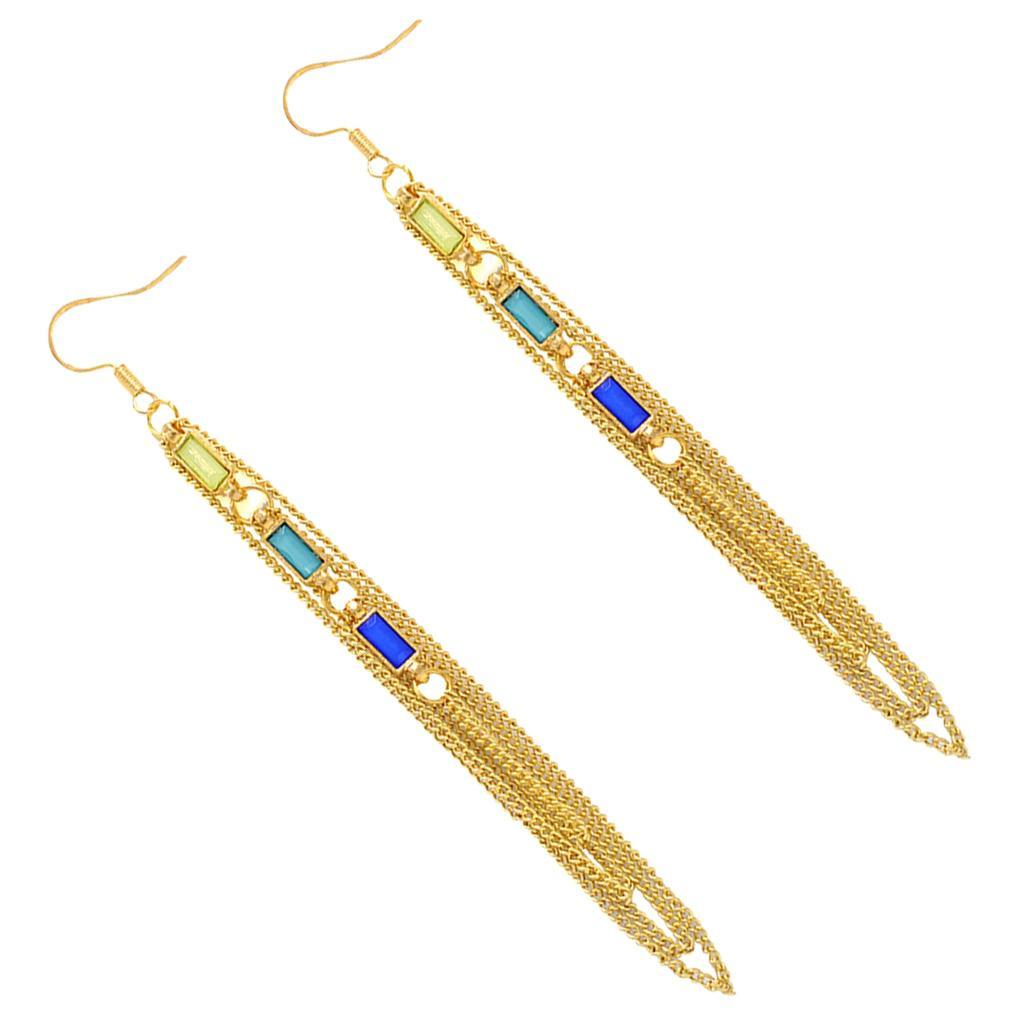 Metal Alloy Long Chain Tassel Drop Dangle Earrings for Women