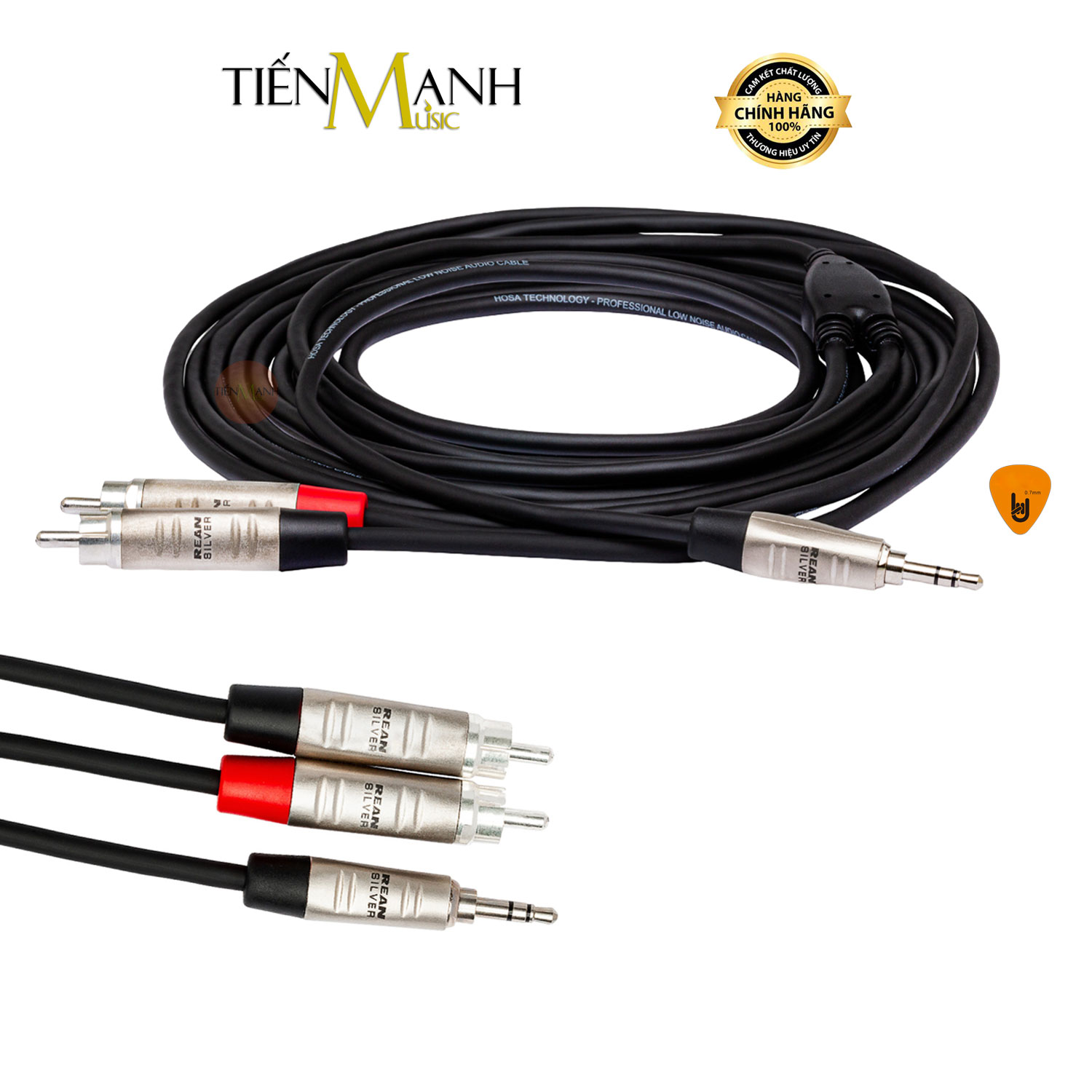 Dây Cáp Chia Tín Hiệu Chữ Y Hosa REAN Pro Đầu 3ly Stereo TRS Sang 2 Hoa Sen RCA HMR-003Y, HMR-006Y, HMR-010Y Cable 2RCA Hàng Chính Hãng - Kèm Móng Gẩy DreamMaker