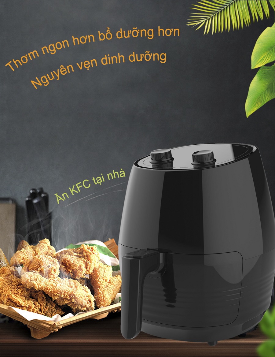 Nồi chiên không dầu Mishio MK155 3.5L - Màu đen - Hàng chính hãng