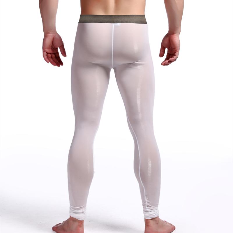 Nam Sexy Quần Legging Thun Cao Cấp Co Giãn Phồng Túi Sexy Dài Johns Cực Băng Lụa Mờ Quần Dài Sinh Nhiệt quần Lót