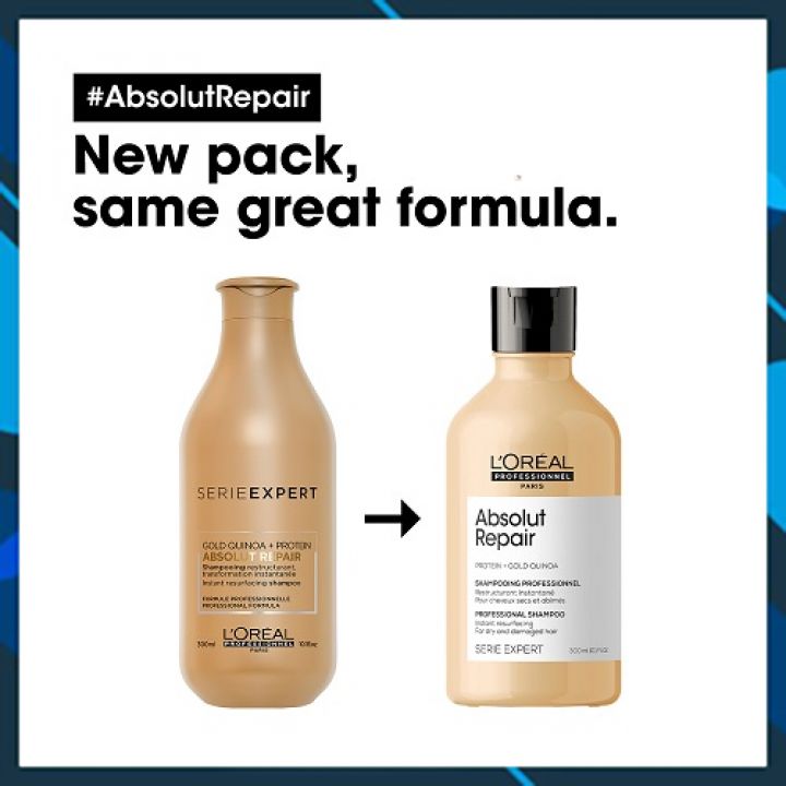 Dầu gội L'OREAL SERIE EXPERT Absolut Repair Shampoo Gold Quinoa phục hồi tóc hư tổn (New 2021) 300ml