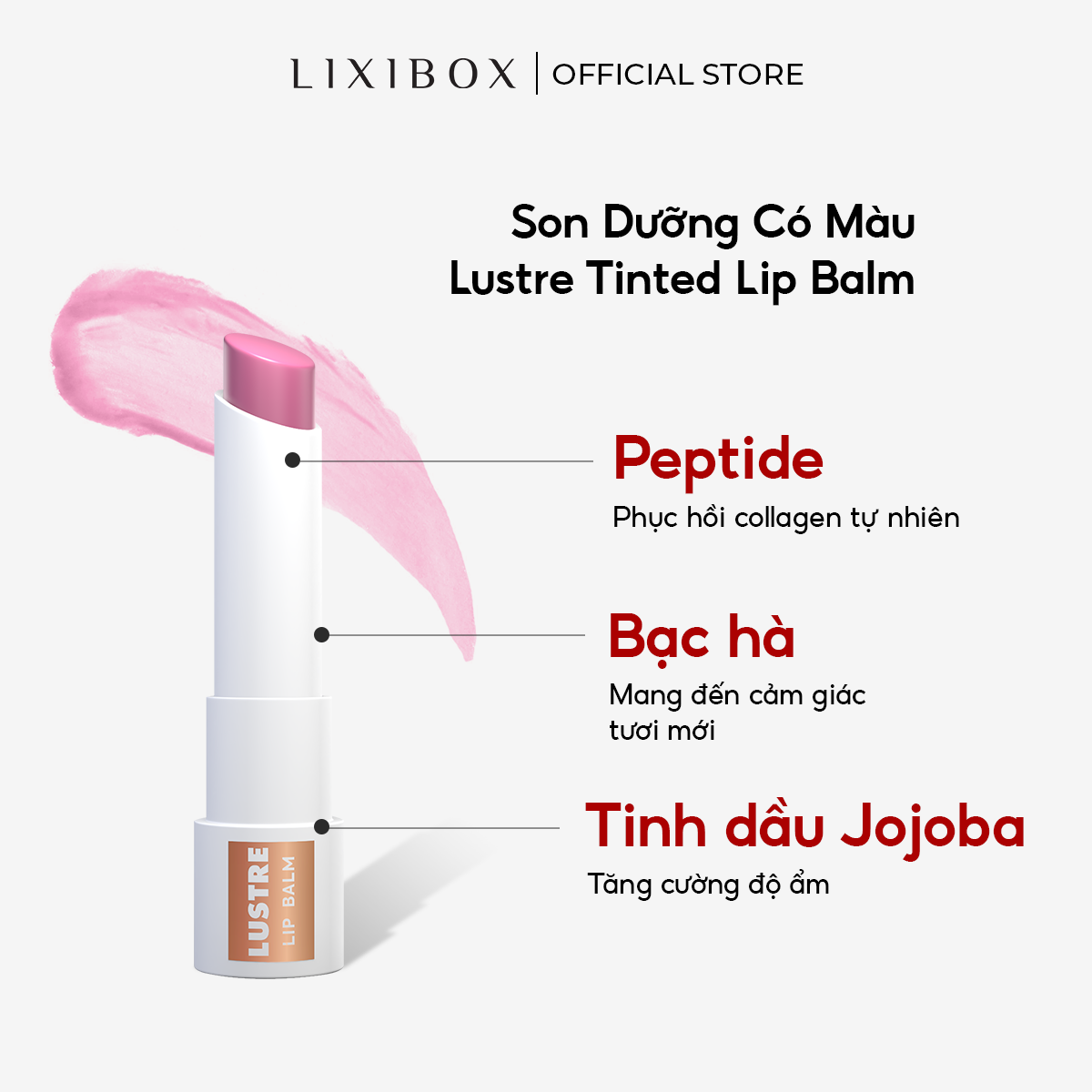 Combo 3 Son Dưỡng Có Màu Lustre Tinted Lip Balm - 2.9gr